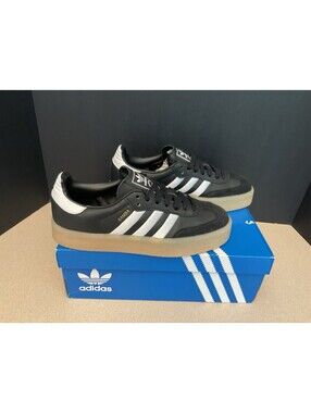 New! Womens Adidas Sambae Black/White Leather/Suede Platform Shoes. Size 7.5.
